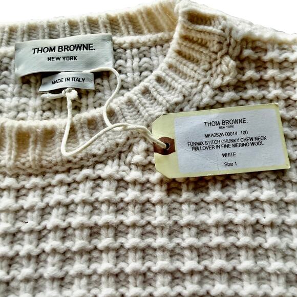 THOM BROWNE: Men's Wool Funmix Chunky Crewneck - 1 - Picture 3 of 7